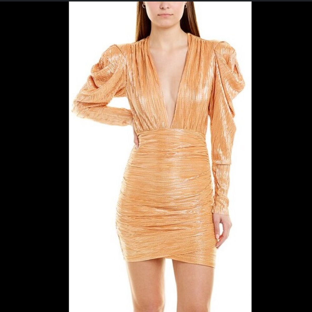 Sabina Musayev orange Myra long sleeve mini dress